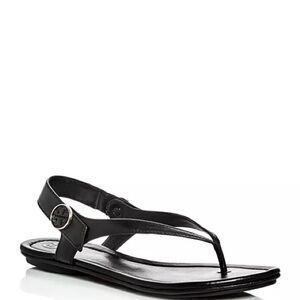 Tory Burch Women's Minnie Thong Sandals Black Leather Size 9